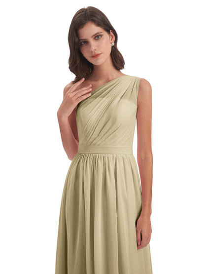 Karlie Floor Length One Shoulder Chiffon Bridesmaid Dresses
