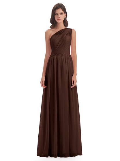 Karlie Floor Length One Shoulder Chiffon Bridesmaid Dresses