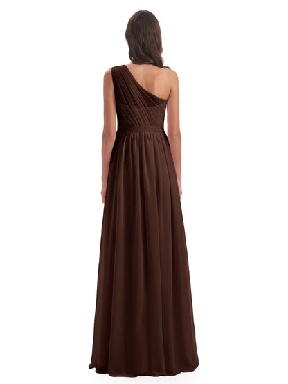 Karlie Floor Length One Shoulder Chiffon Bridesmaid Dresses