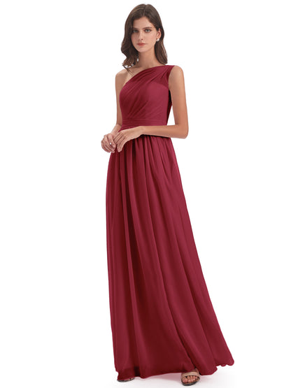 Karlie Floor Length One Shoulder Chiffon Bridesmaid Dresses