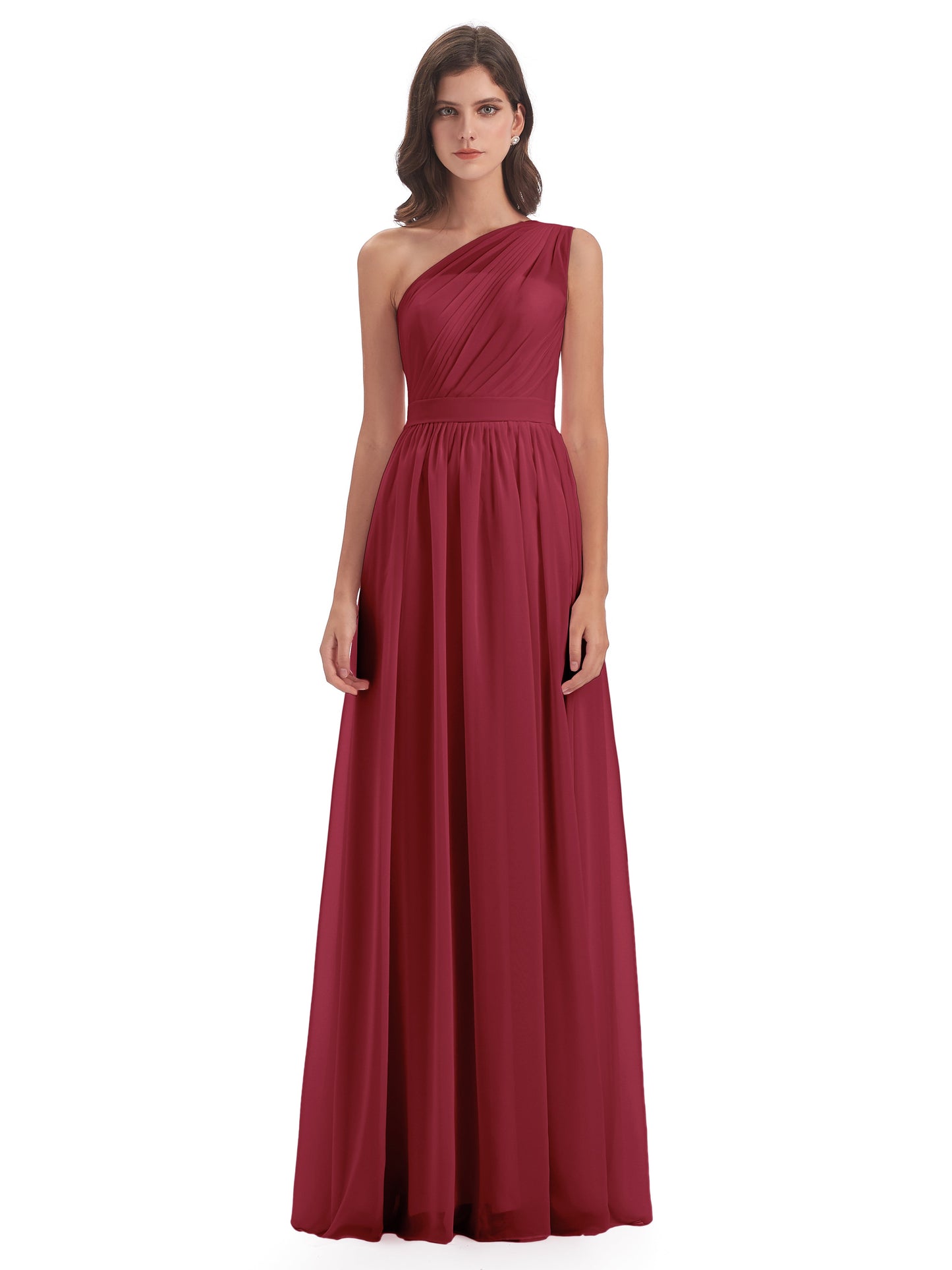 Karlie Floor Length One Shoulder Chiffon Bridesmaid Dresses
