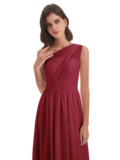 Karlie Floor Length One Shoulder Chiffon Bridesmaid Dresses