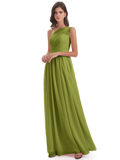 Karlie Floor Length One Shoulder Chiffon Bridesmaid Dresses