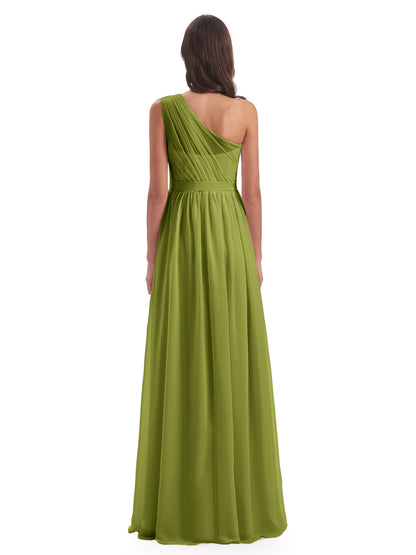 Karlie Floor Length One Shoulder Chiffon Bridesmaid Dresses