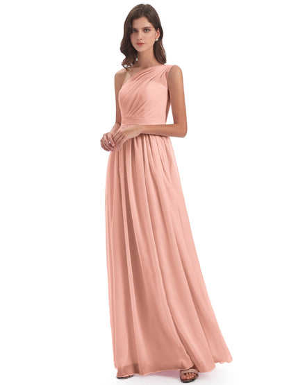 Karlie Floor Length One Shoulder Chiffon Bridesmaid Dresses