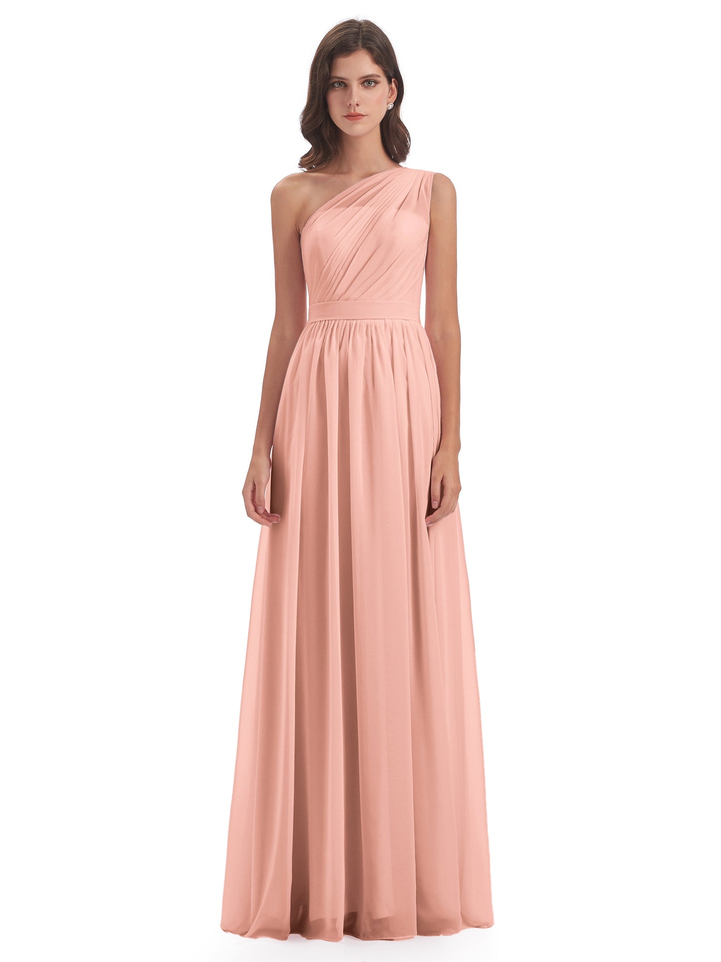 Karlie Floor Length One Shoulder Chiffon Bridesmaid Dresses
