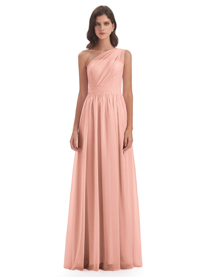 Karlie Floor Length One Shoulder Chiffon Bridesmaid Dresses