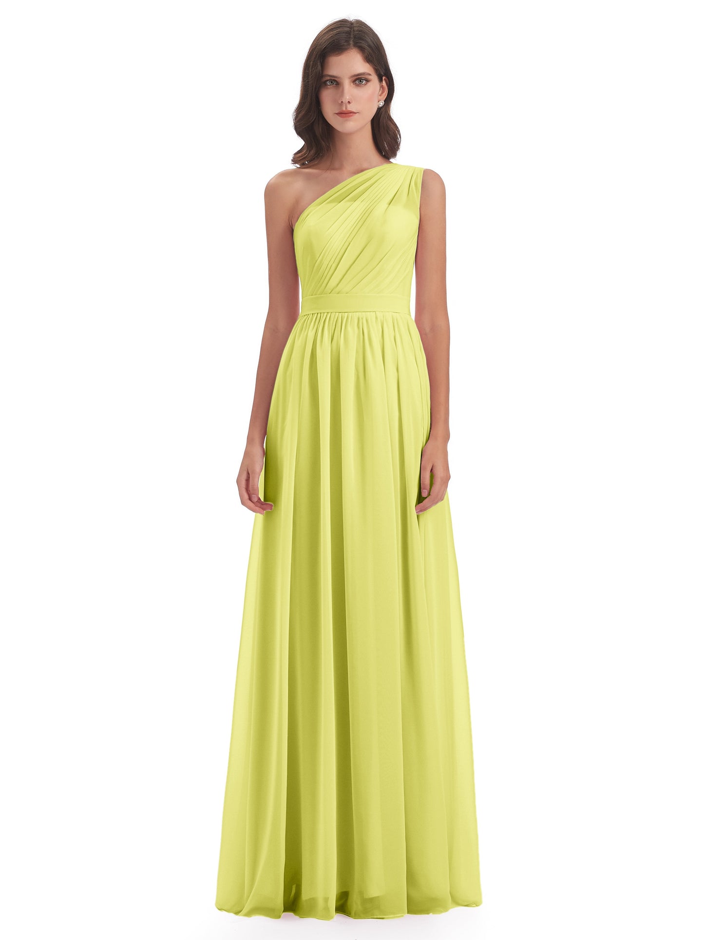 Karlie Floor Length One Shoulder Chiffon Bridesmaid Dresses
