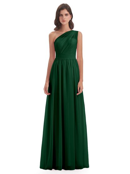 Karlie Floor Length One Shoulder Chiffon Bridesmaid Dresses