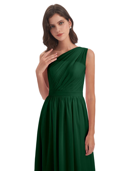 Karlie Floor Length One Shoulder Chiffon Bridesmaid Dresses