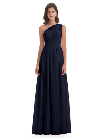 Karlie Floor Length One Shoulder Chiffon Bridesmaid Dresses