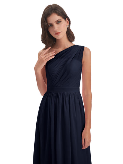 Karlie Floor Length One Shoulder Chiffon Bridesmaid Dresses