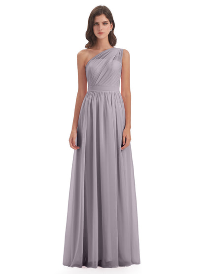 Karlie Floor Length One Shoulder Chiffon Bridesmaid Dresses
