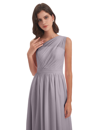 Karlie Floor Length One Shoulder Chiffon Bridesmaid Dresses