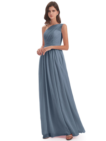 Karlie Floor Length One Shoulder Chiffon Bridesmaid Dresses