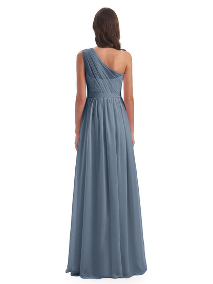 Karlie Floor Length One Shoulder Chiffon Bridesmaid Dresses