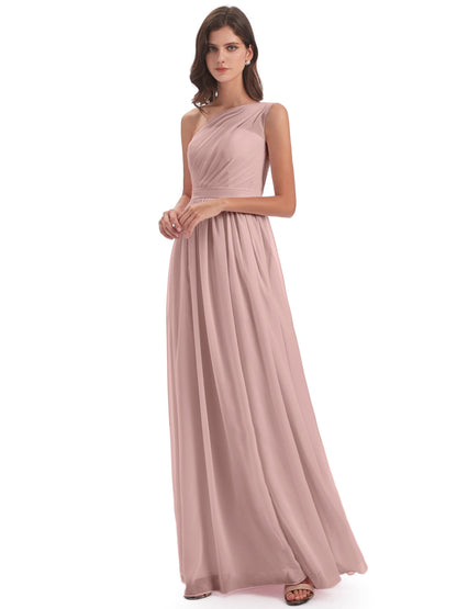 Karlie Floor Length One Shoulder Chiffon Bridesmaid Dresses