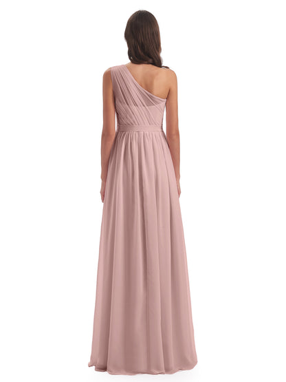 Karlie Floor Length One Shoulder Chiffon Bridesmaid Dresses