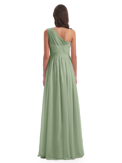 Karlie Floor Length One Shoulder Chiffon Bridesmaid Dresses