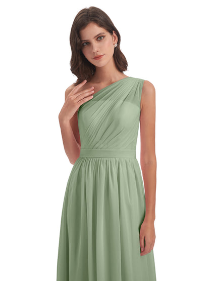 Karlie Floor Length One Shoulder Chiffon Bridesmaid Dresses