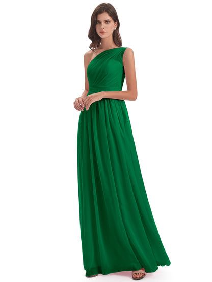 Karlie Floor Length One Shoulder Chiffon Bridesmaid Dresses