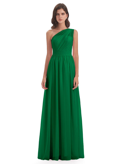 Karlie Floor Length One Shoulder Chiffon Bridesmaid Dresses