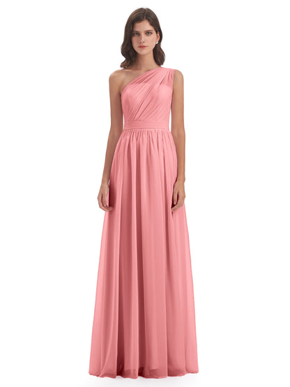 Karlie Floor Length One Shoulder Chiffon Bridesmaid Dresses