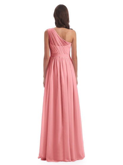 Karlie Floor Length One Shoulder Chiffon Bridesmaid Dresses