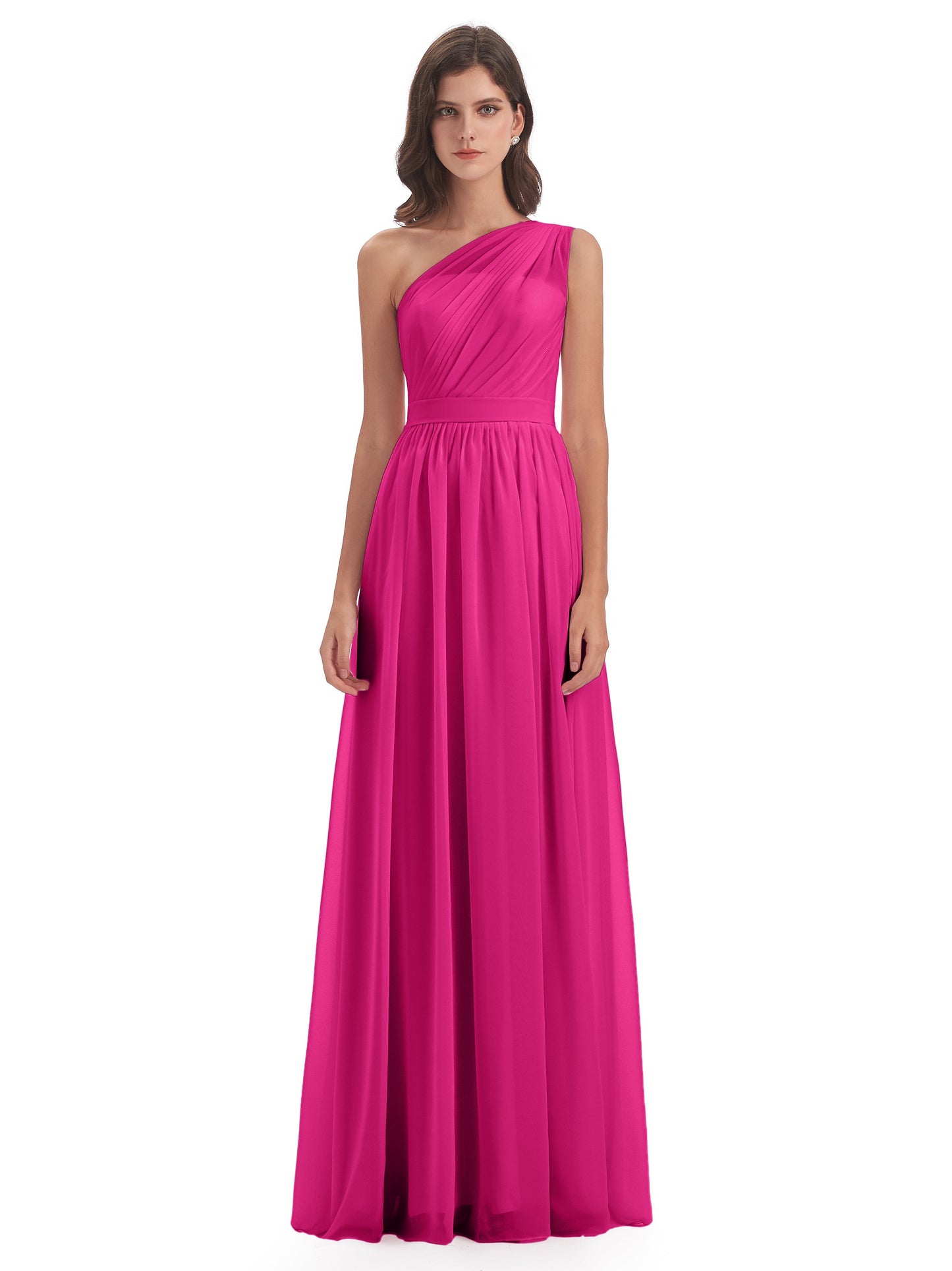 Karlie Floor Length One Shoulder Chiffon Bridesmaid Dresses