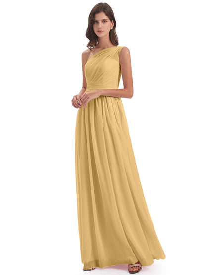 Karlie Floor Length One Shoulder Chiffon Bridesmaid Dresses