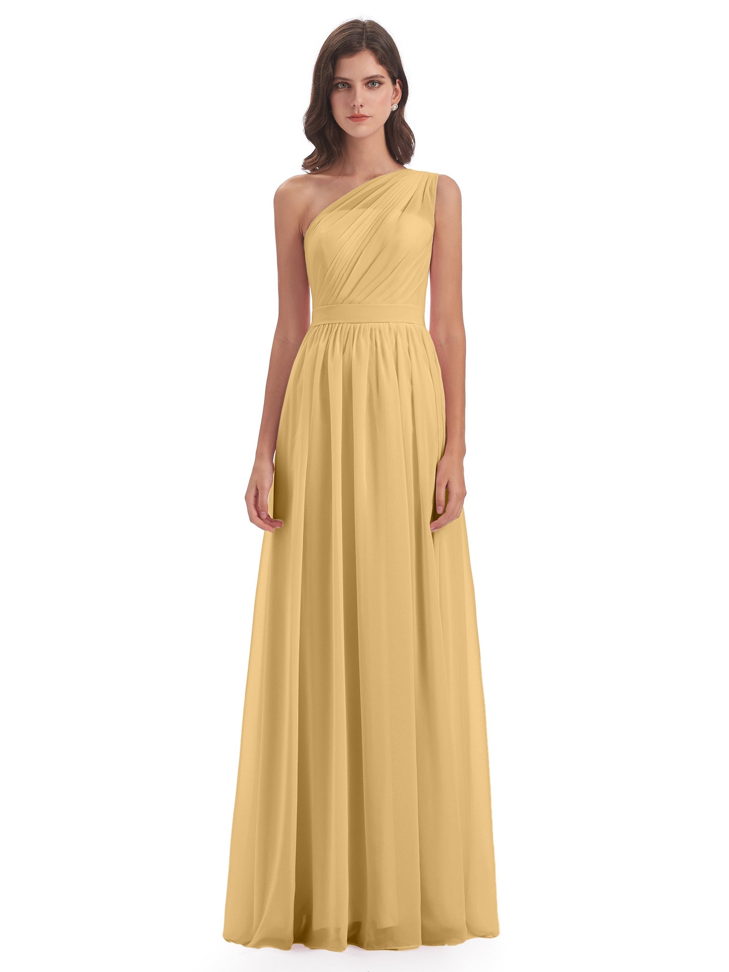 Karlie Floor Length One Shoulder Chiffon Bridesmaid Dresses