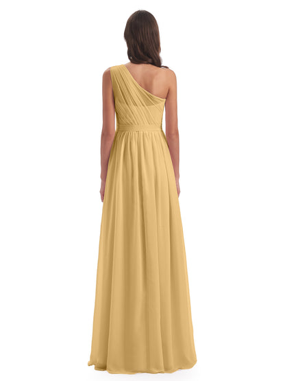 Karlie Floor Length One Shoulder Chiffon Bridesmaid Dresses