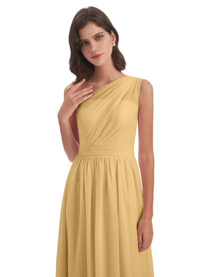 Karlie Floor Length One Shoulder Chiffon Bridesmaid Dresses