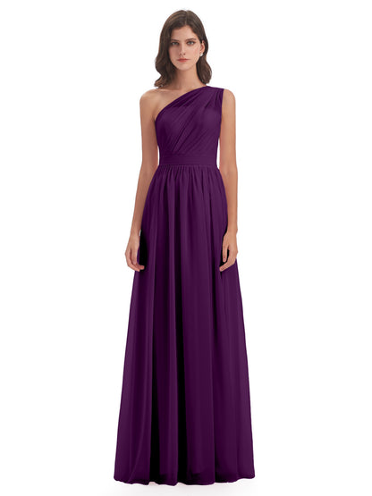 Karlie Floor Length One Shoulder Chiffon Bridesmaid Dresses