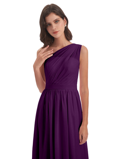 Karlie Floor Length One Shoulder Chiffon Bridesmaid Dresses