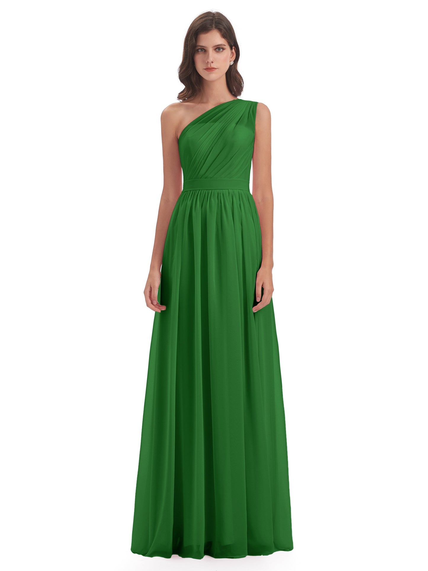 Karlie Floor Length One Shoulder Chiffon Bridesmaid Dresses