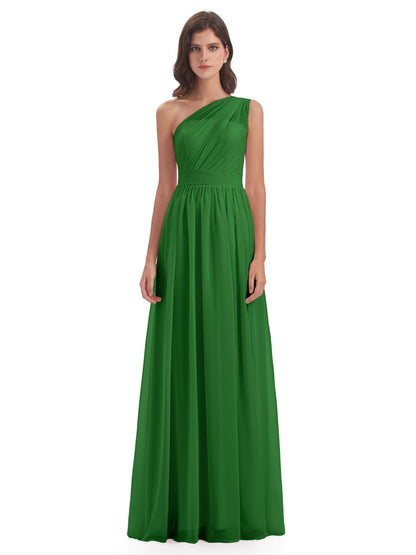 Karlie Floor Length One Shoulder Chiffon Bridesmaid Dresses