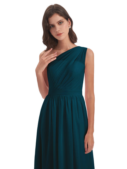 Karlie Floor Length One Shoulder Chiffon Bridesmaid Dresses