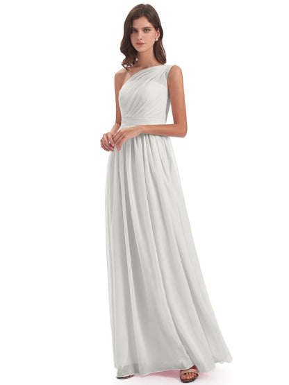 Karlie Floor Length One Shoulder Chiffon Bridesmaid Dresses