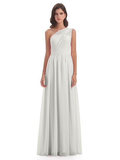 Karlie Floor Length One Shoulder Chiffon Bridesmaid Dresses