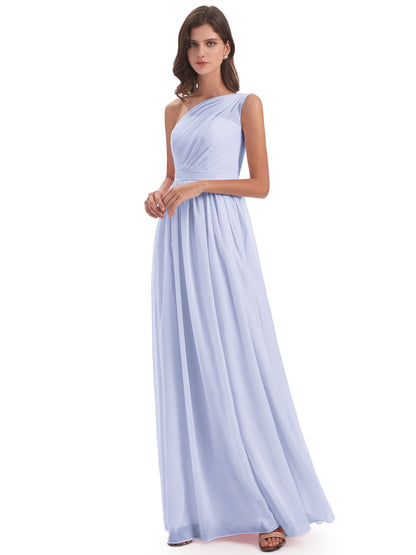 Karlie Floor Length One Shoulder Chiffon Bridesmaid Dresses