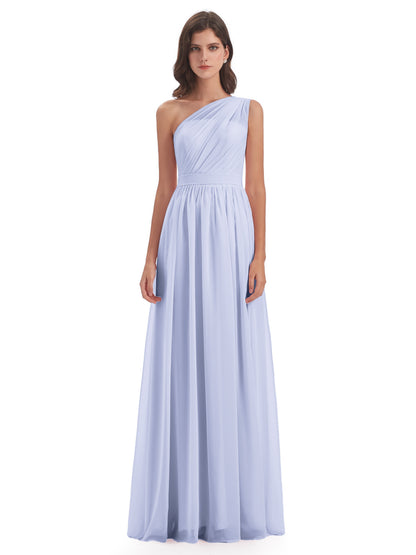 Karlie Floor Length One Shoulder Chiffon Bridesmaid Dresses