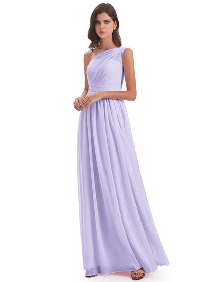 Karlie Floor Length One Shoulder Chiffon Bridesmaid Dresses