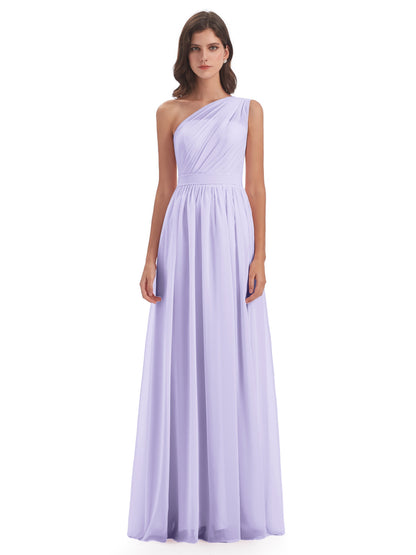 Karlie Floor Length One Shoulder Chiffon Bridesmaid Dresses