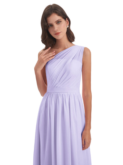 Karlie Floor Length One Shoulder Chiffon Bridesmaid Dresses