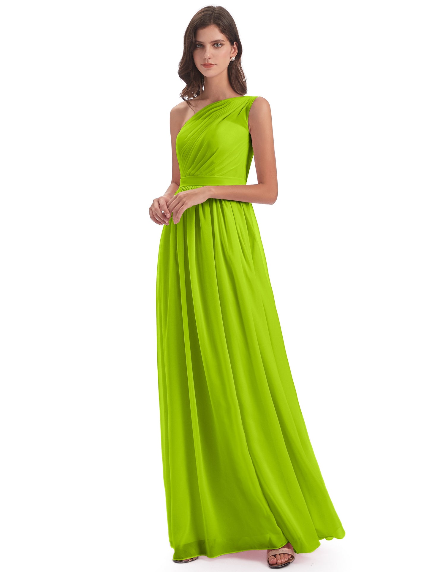 Karlie Floor Length One Shoulder Chiffon Bridesmaid Dresses
