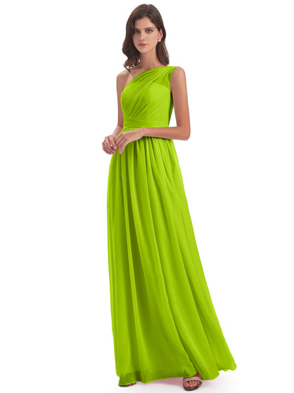 Karlie Floor Length One Shoulder Chiffon Bridesmaid Dresses