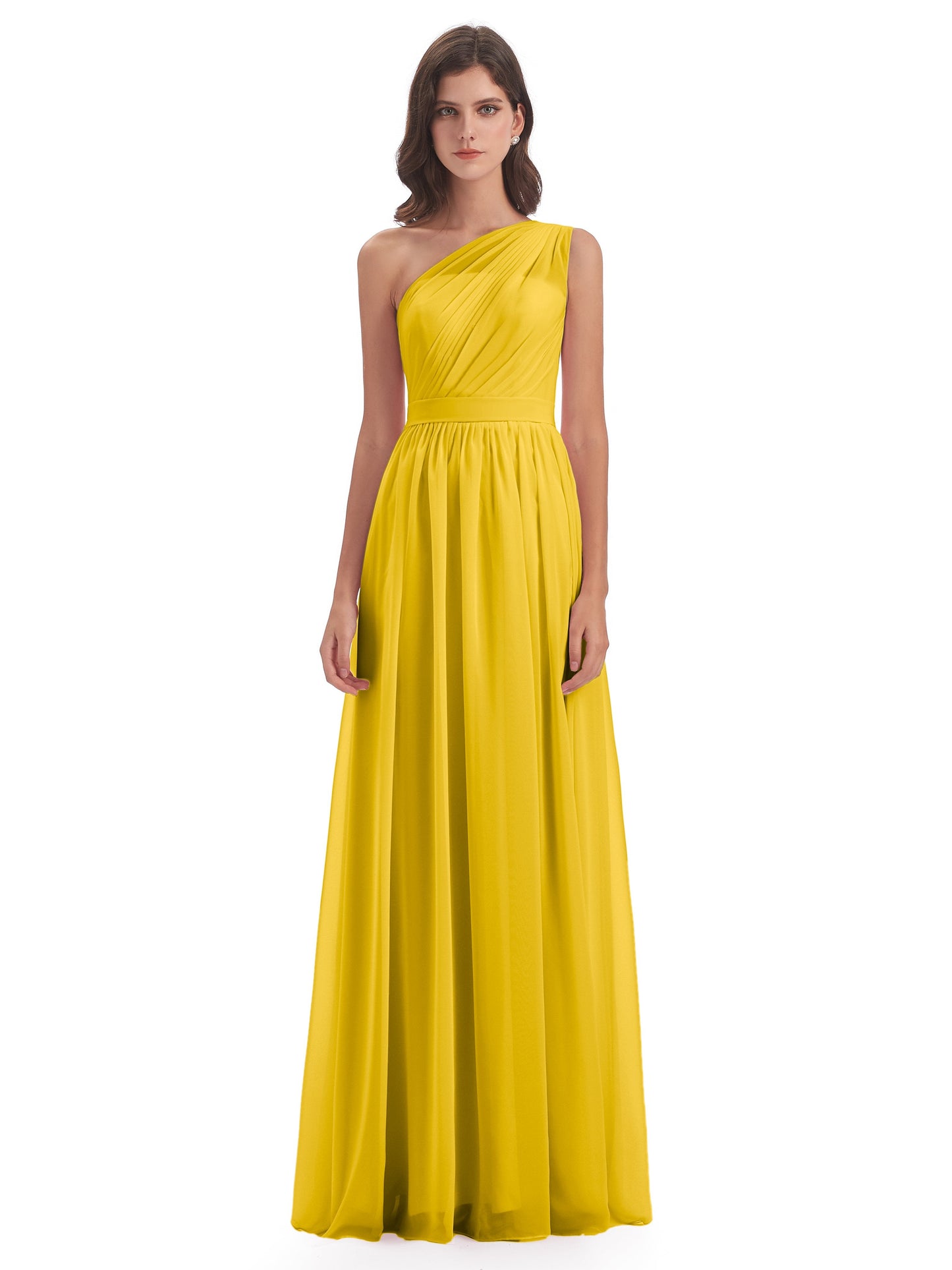 Karlie Floor Length One Shoulder Chiffon Bridesmaid Dresses