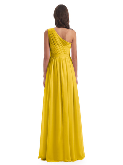 Karlie Floor Length One Shoulder Chiffon Bridesmaid Dresses