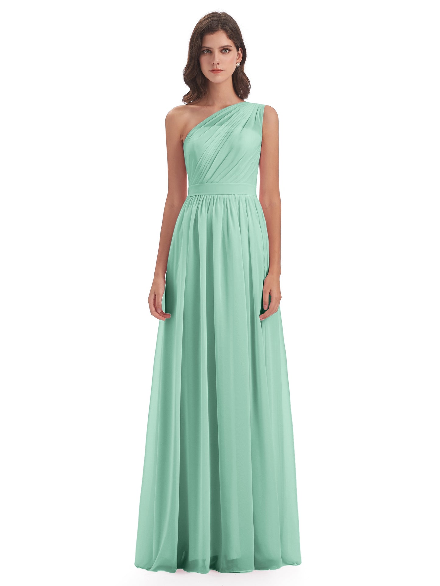 Karlie Floor Length One Shoulder Chiffon Bridesmaid Dresses